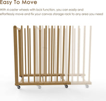 Load image into Gallery viewer, Versatile Portable Canvas Storage Rack - Beech Wood Organizer with Wheels