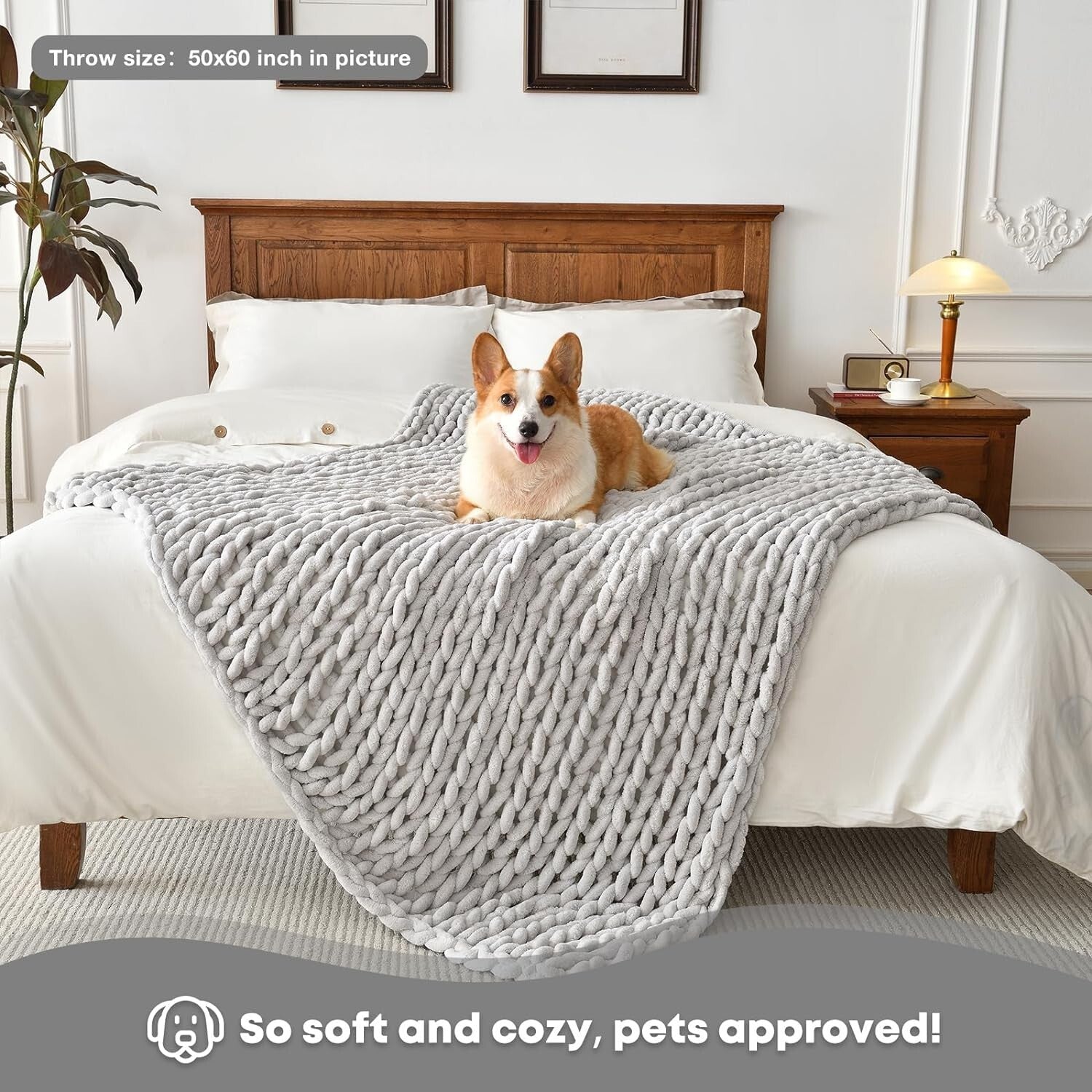 Aesthetic Boho Chunky Knit Blanket - Cozy 40x50 Inch Chenille Throw Gift Pack