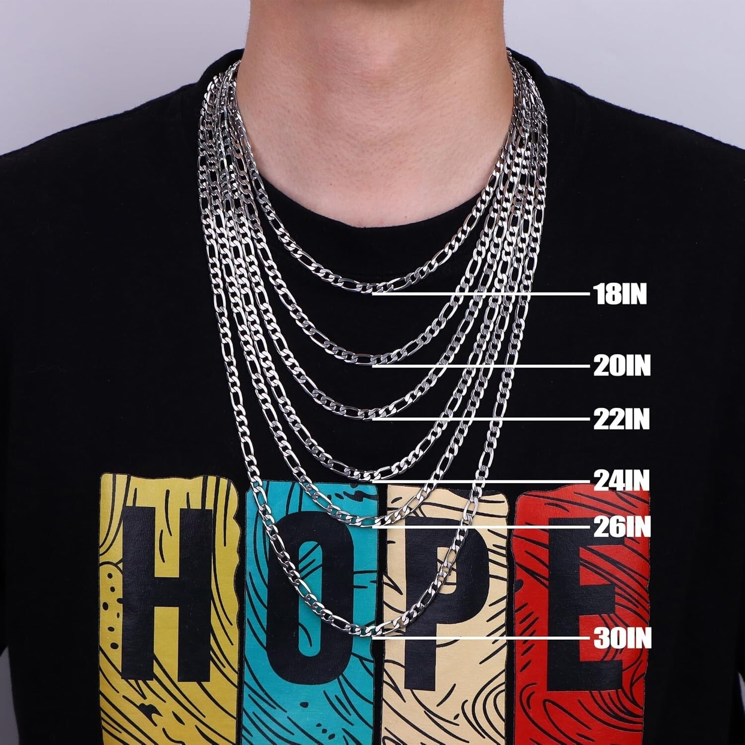 925 Sterling Silver Cross Necklace with Durable Figaro Chain - Gift Box Included