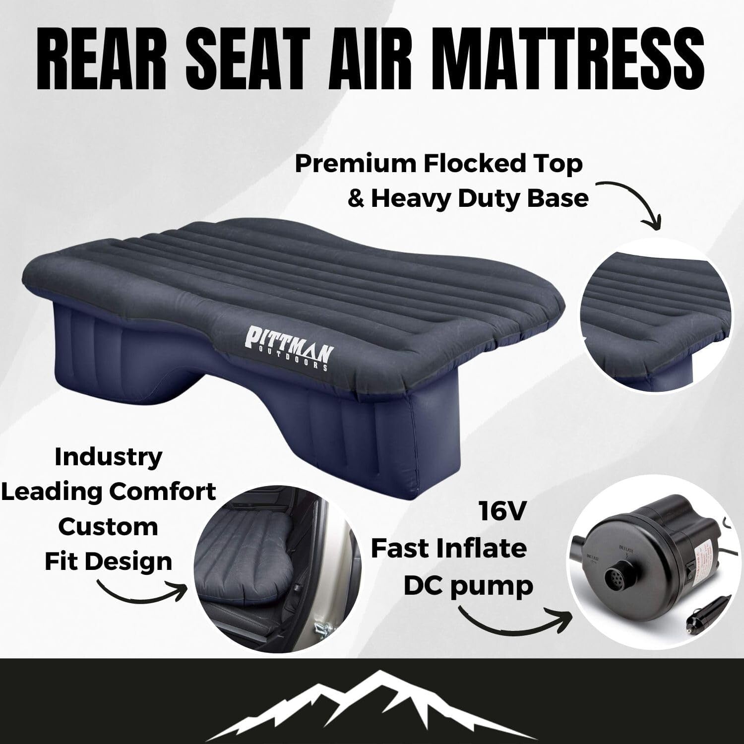 Comfortable Inflatable PVC Rear Seat Mattress - Fit for Jeeps & Mid-Size Cars