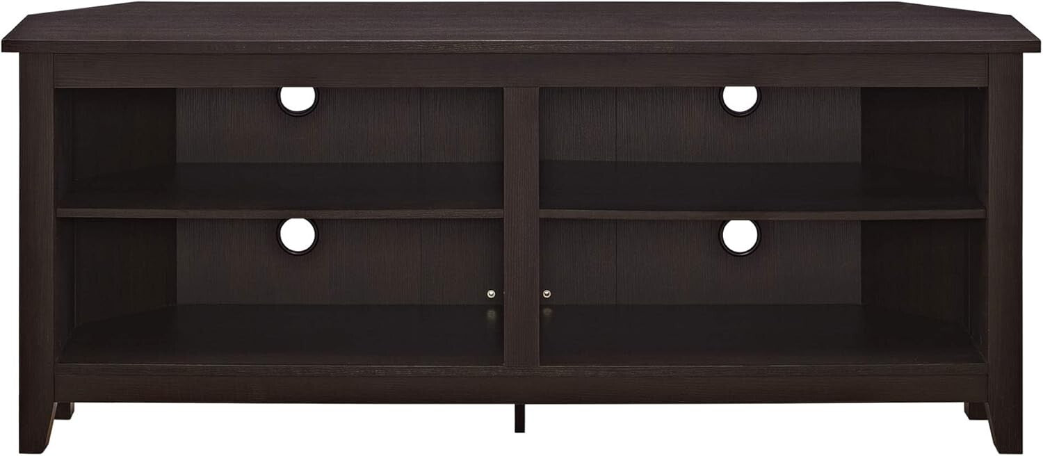 Durable Espresso 2-Shelf Corner TV Console for Stylish Living Rooms, 58 Inch