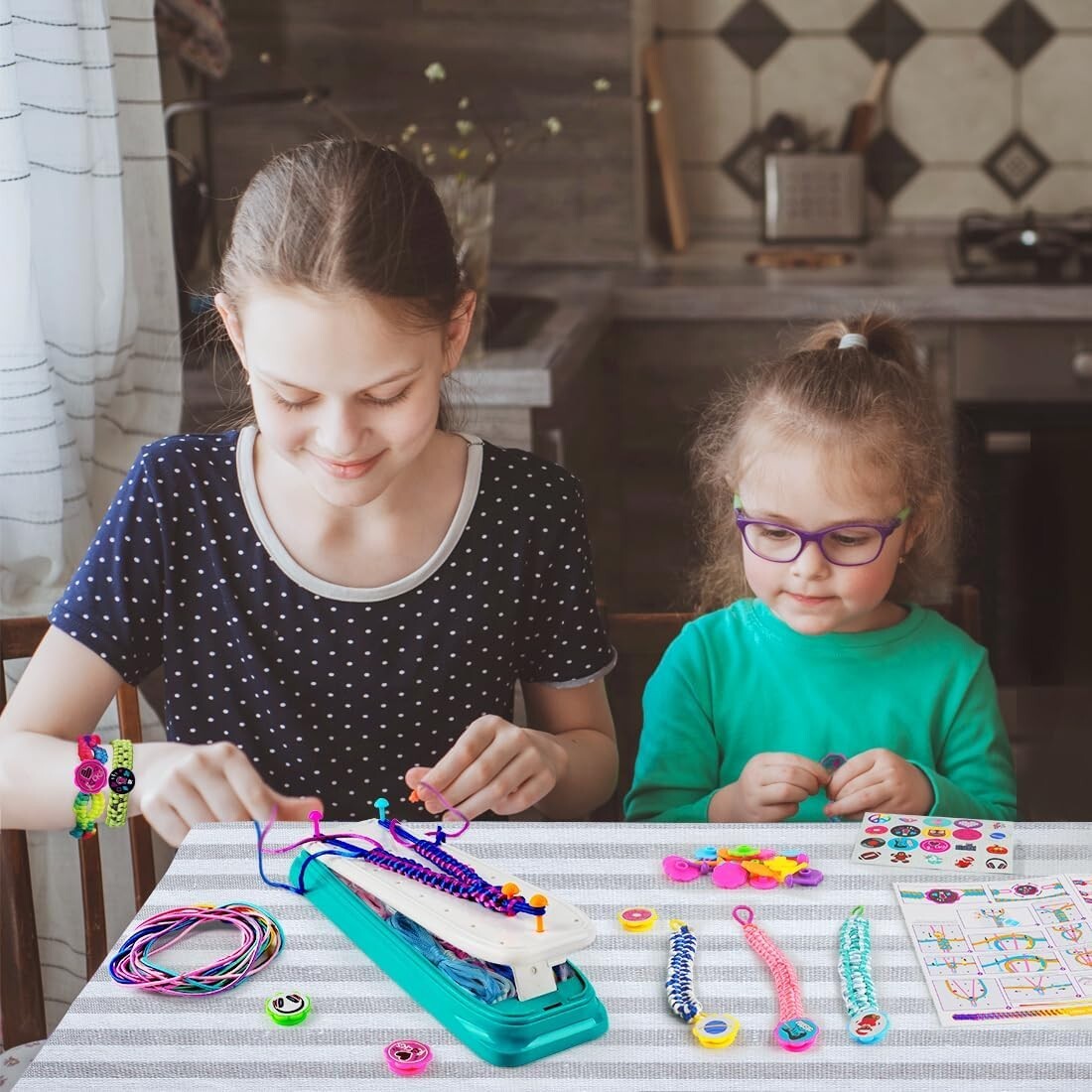 All-in-One Friendship Bracelet Kit for Girls: Looms, Threads & Stickers Galore!