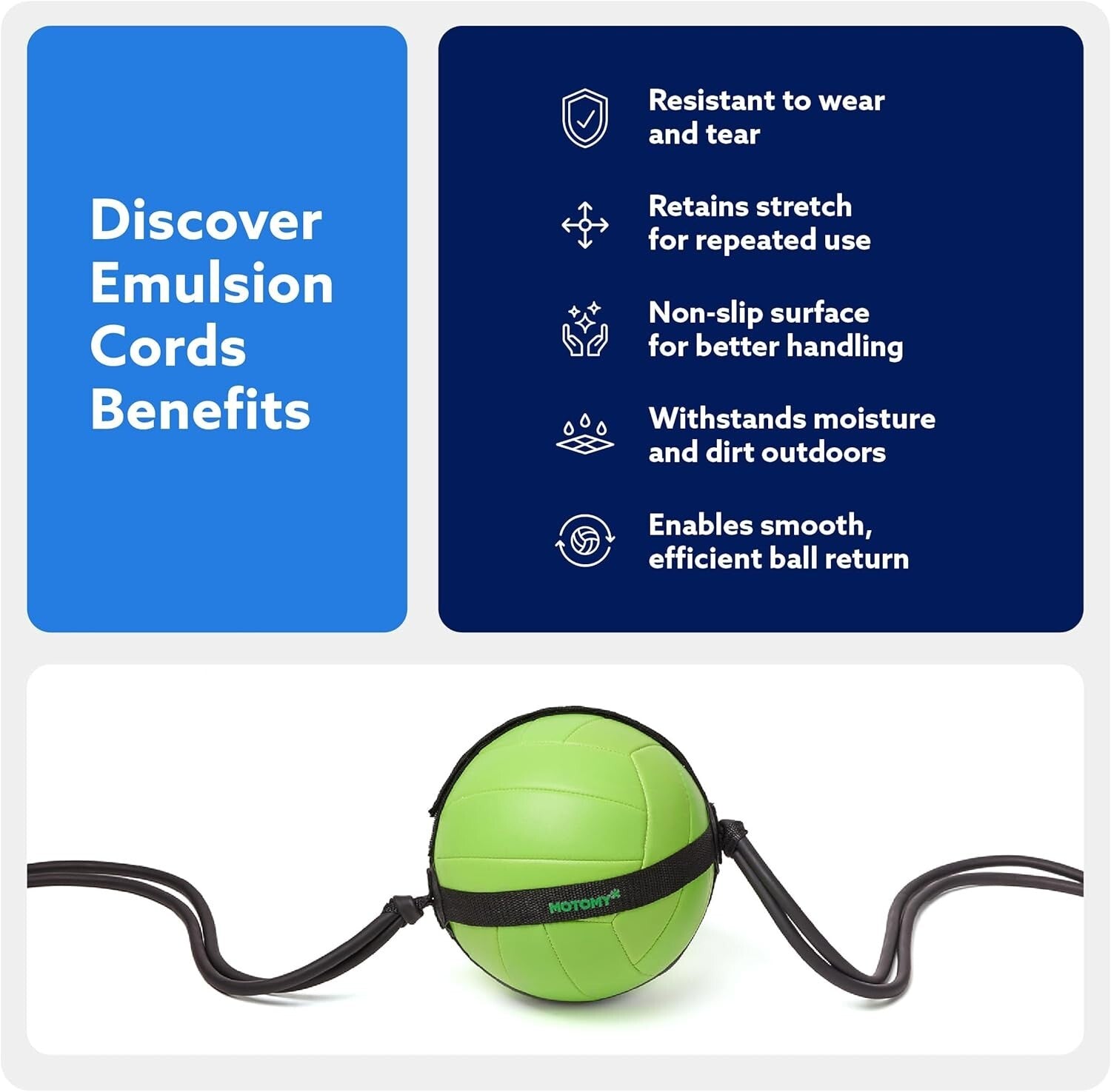 Durable Volleyball Training Equipment with Adjustable Belt & Long Elastic Cord