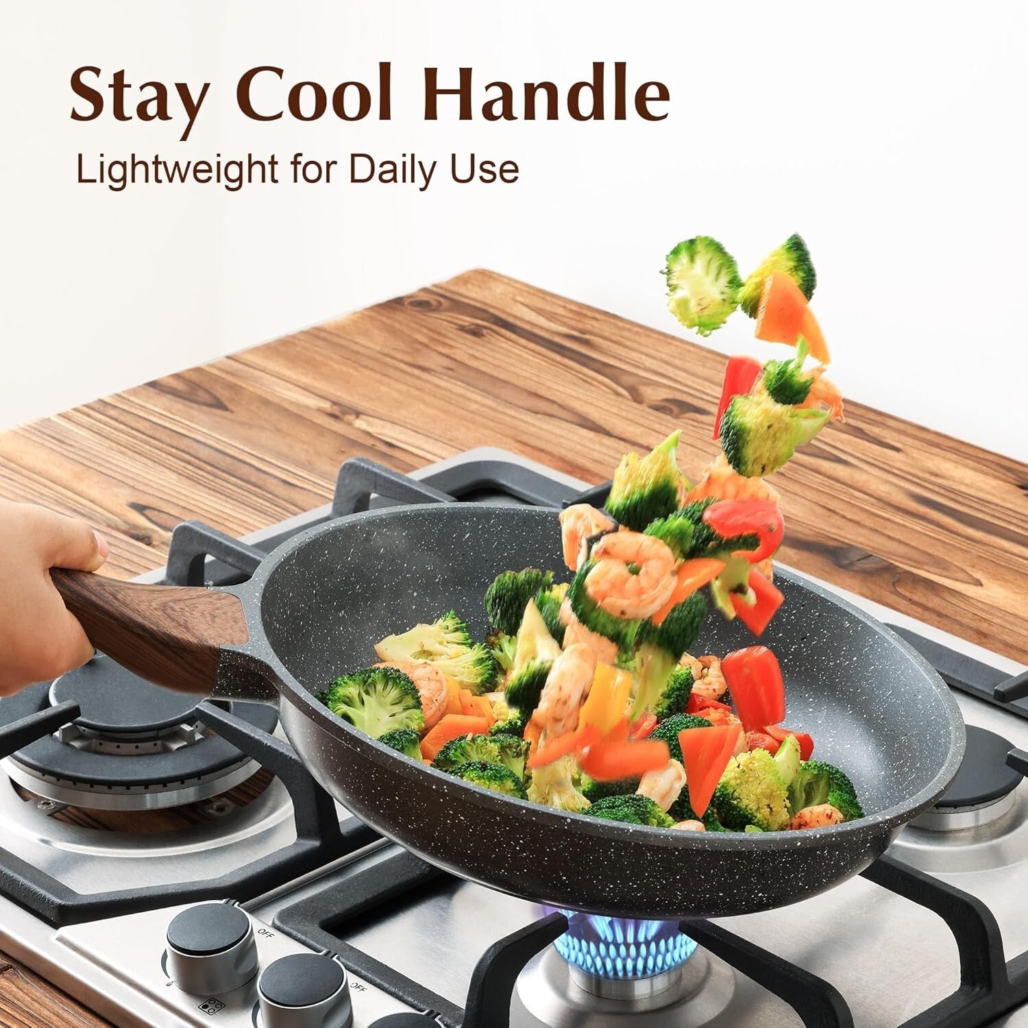 Swiss Nonstick Aluminum Skillet with Lid - 3 Quart Healthy Cooking Essential