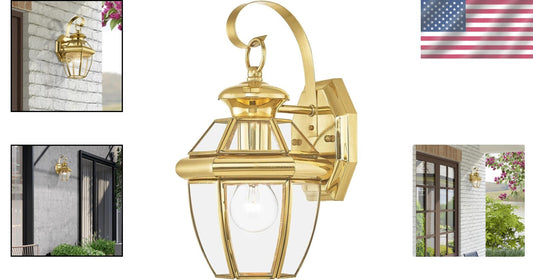 Handcrafted Solid Brass Wall Sconce with Clear Glass Shade for Outdoor Elegance
