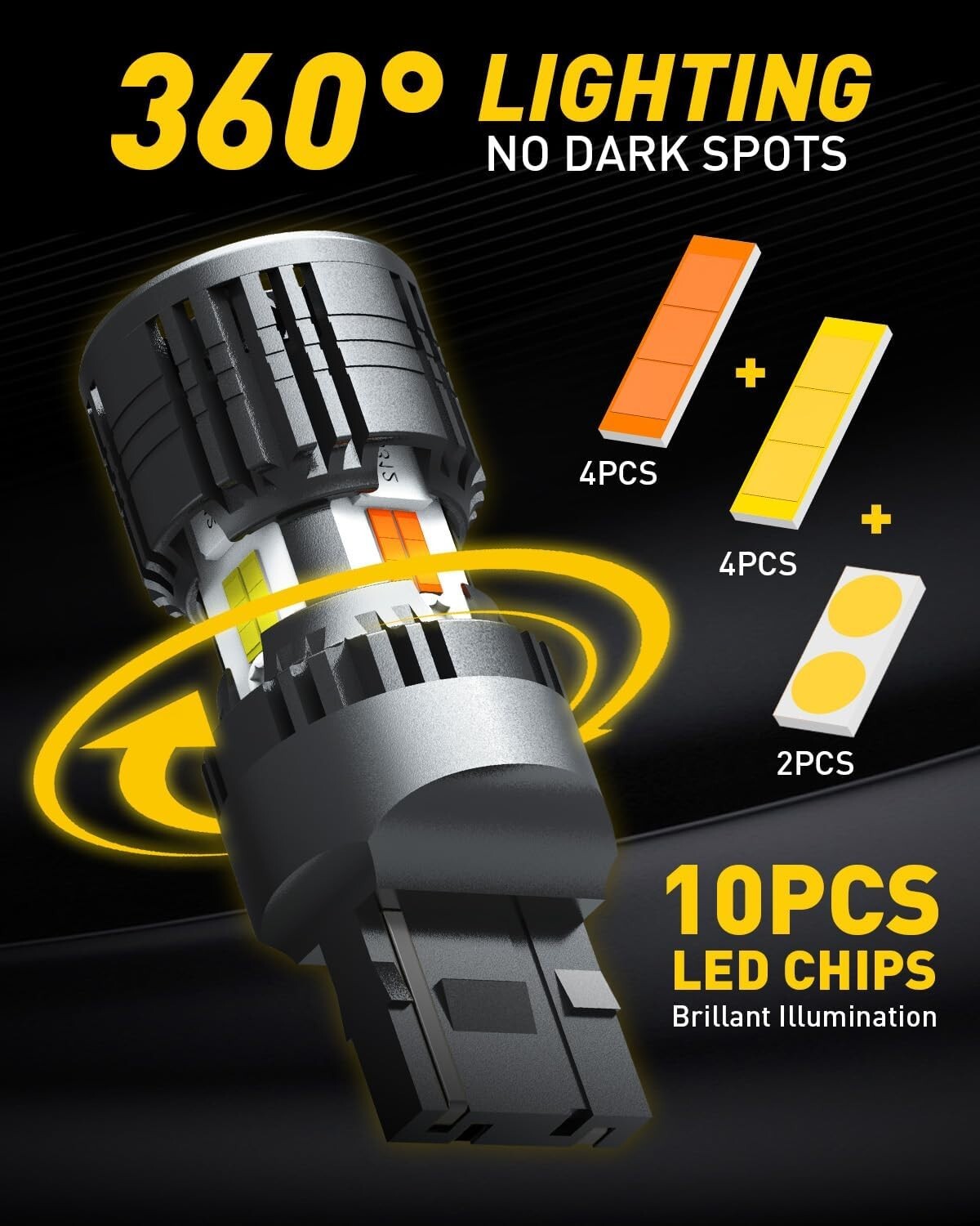 600% Brighter 7444NA LED Bulbs with Built-in Resistor - Plug & Play Convenience