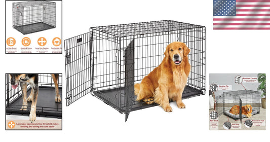 Life Stages 42" Metal Dog Crate with Enhanced Security for Large Dogs 71-90lbs