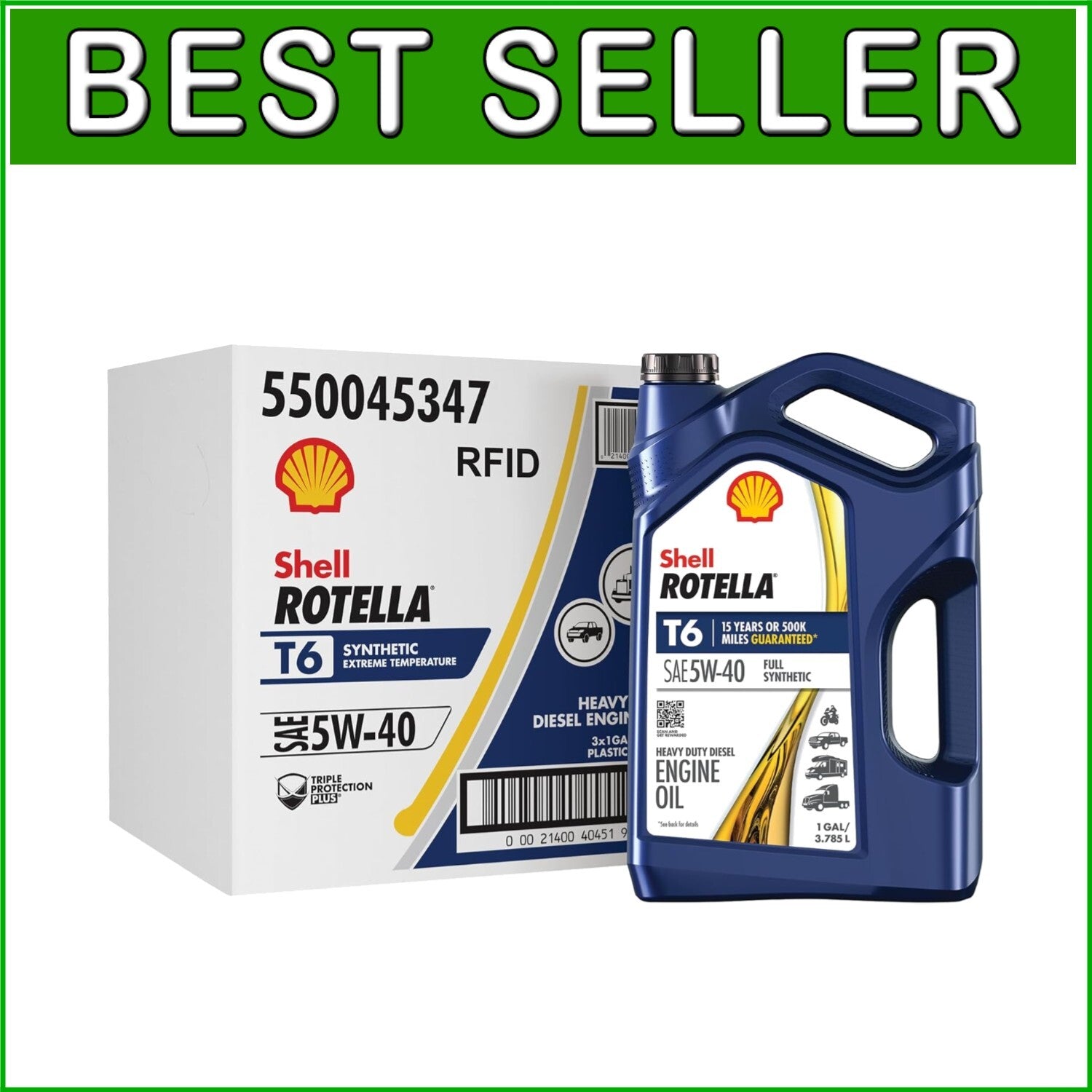 5W-40 Full Synthetic Motor Oil - Triple Protection Technology, 1 Gallon 3 Pack