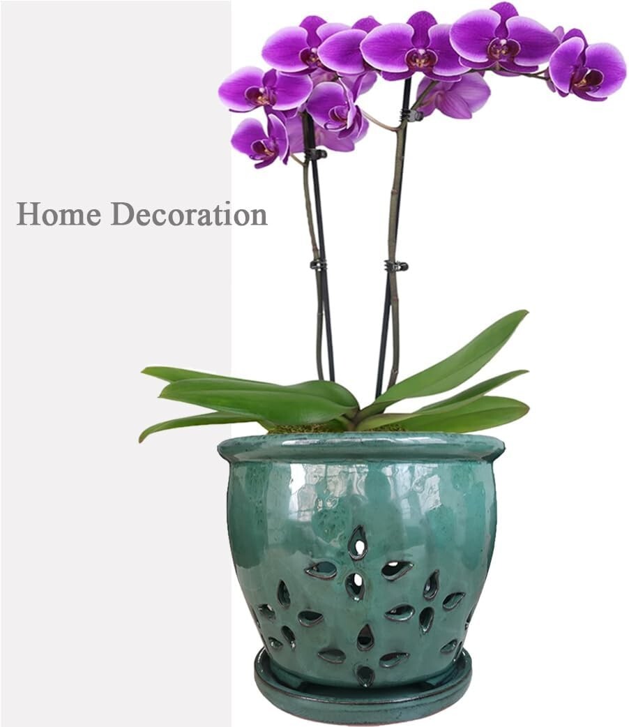 Attractive Polished Ceramic 7-Inch Planter with Drainage - Ideal for Windowsills