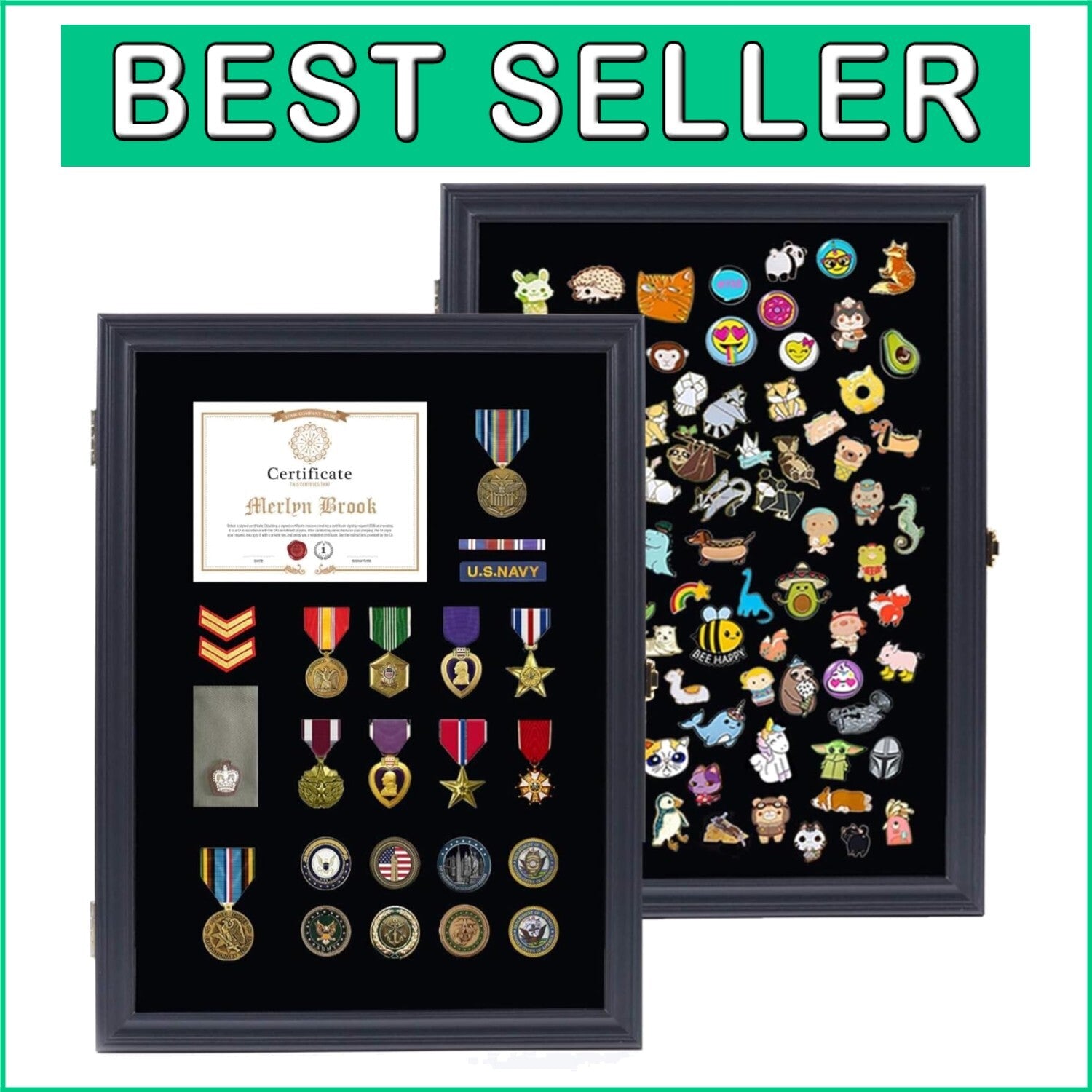 Elegant 19x14 Acrylic Pin Display Case with Lock for Military Medals & Badges