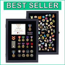 Load image into Gallery viewer, Elegant 19x14 Acrylic Pin Display Case with Lock for Military Medals &amp; Badges