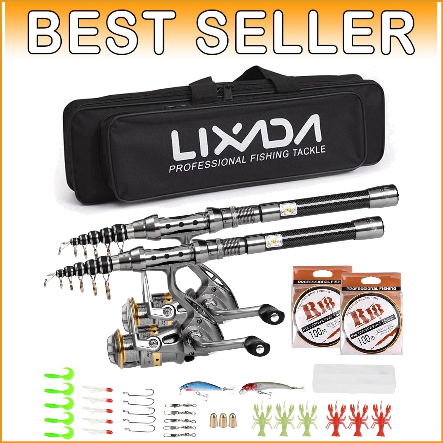 Complete 1.5m-2.4m Telescopic Fishing Rod Set with Carbon Fiber Spinning Reels