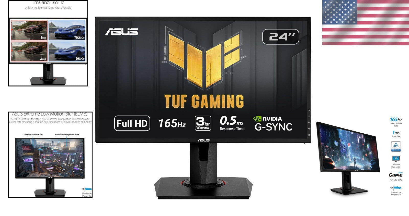 Eye Care Technology 24-Inch Gaming Monitor - 165Hz, 0.5ms for Ultimate Comfort