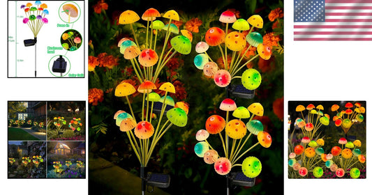 48 LED Multicolor Solar Mushroom Lights Set - Perfect for Lawn and Patio