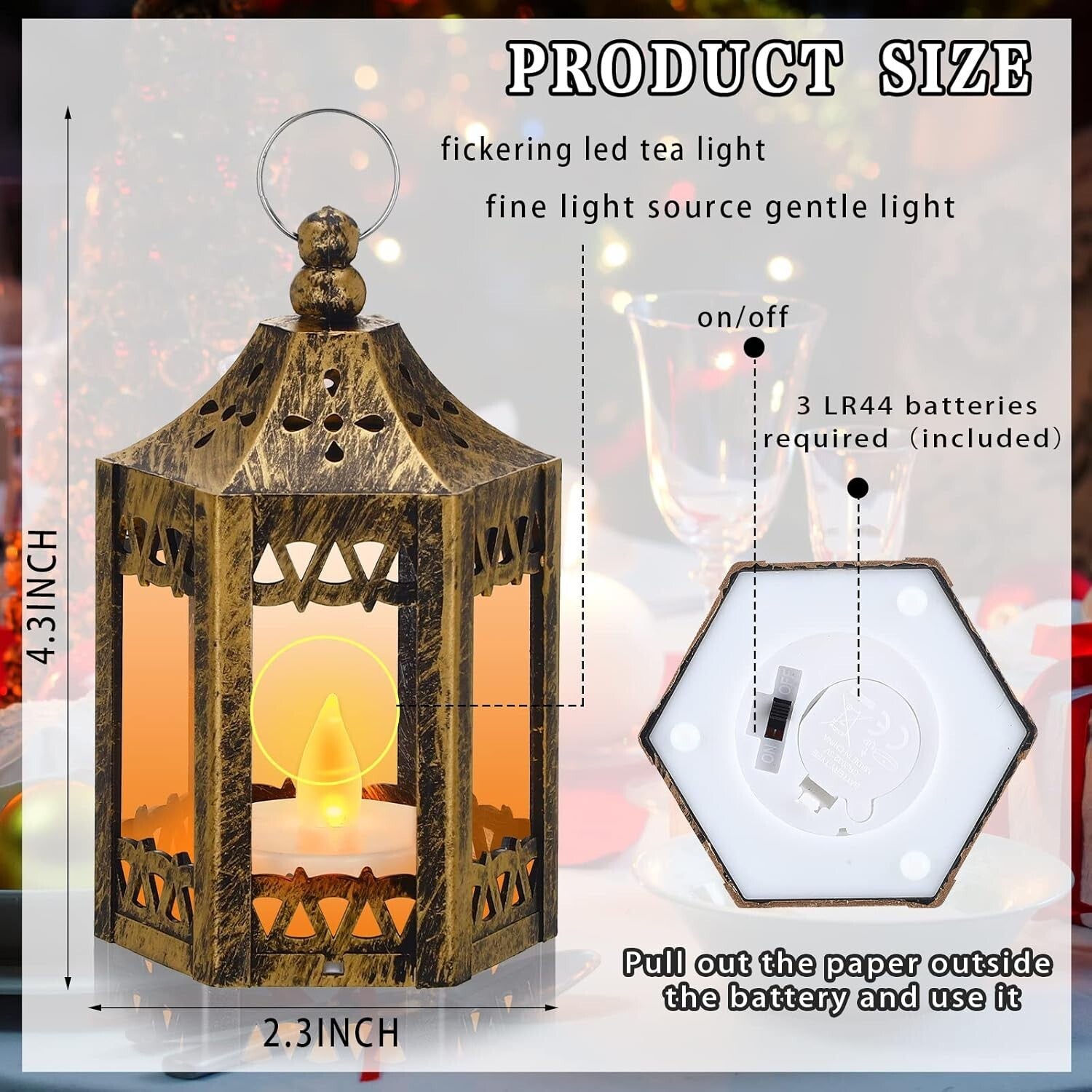 Charming 20-Pc LED Mini Lanterns for Table Centerpieces - Gold Finish