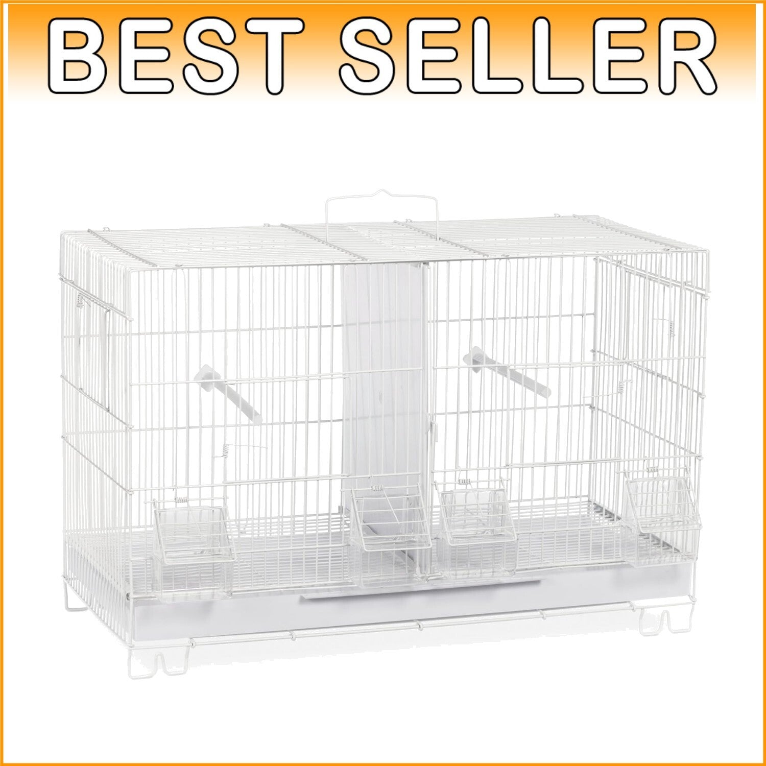White Stackable Breeder Cage with Feeder Cups and Perch - Ideal for Small Breeds