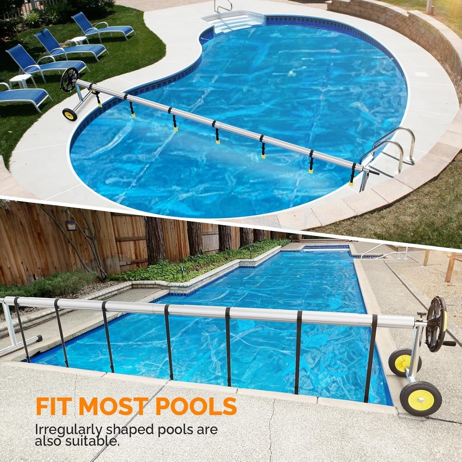 Adjustable In-Ground Pool Cover Reel - Easy Maneuver Solar Cover System