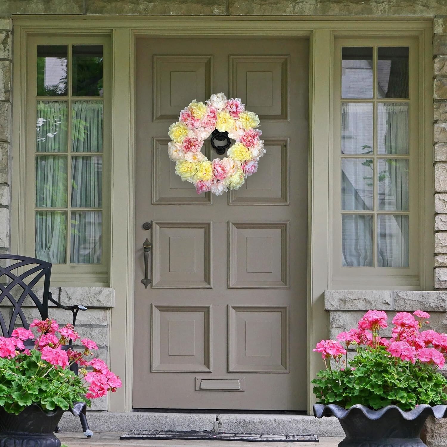 Elegant 2-Pc Mixed Rose & Carnation Faux Flower Set for Home & Memorial Decor