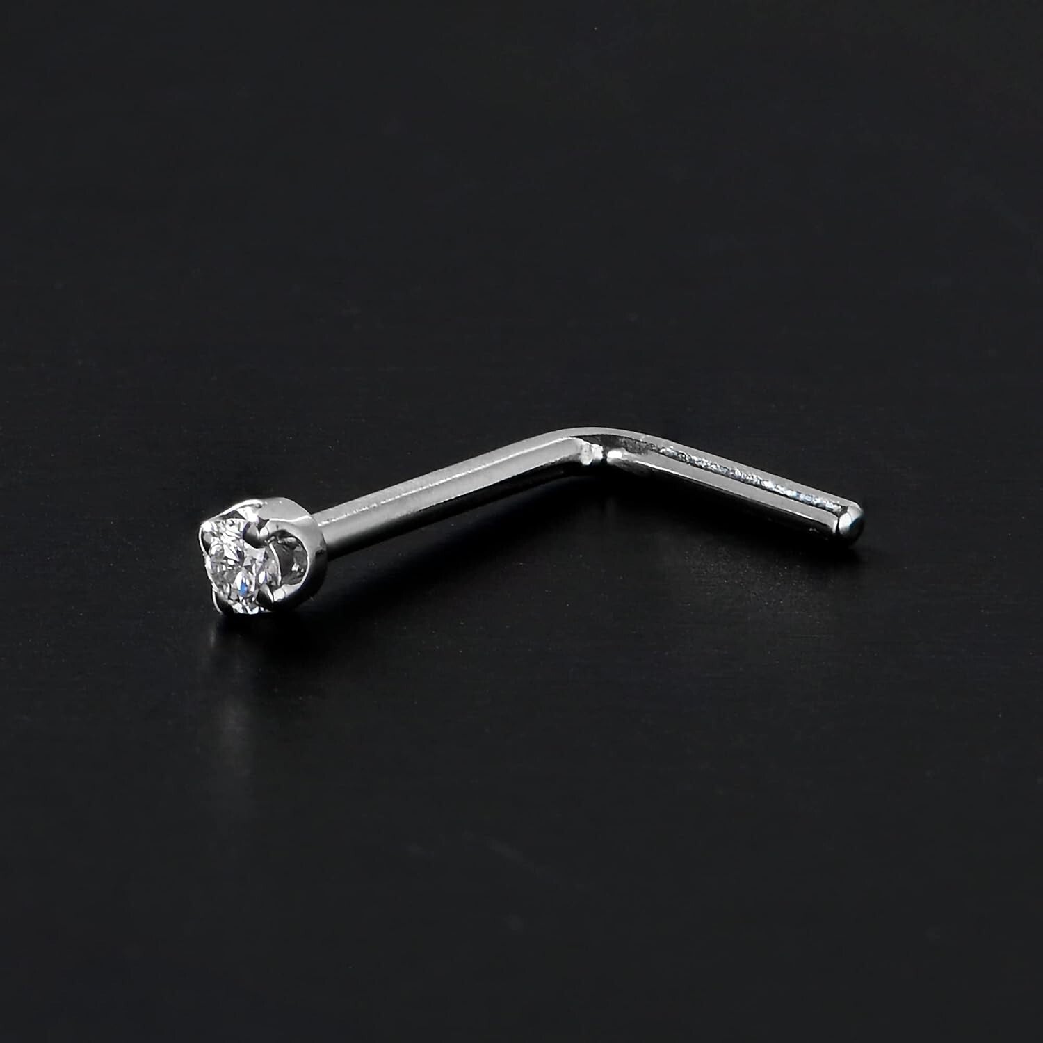 Elegant 14K Gold Nose Ring Studs with 1.5mm Diamond - 20 Gauge Piercing Jewelry