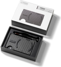 Load image into Gallery viewer, Sleek Ridge MagSafe Wallet - Slim RFID Card Holder &amp; Cash Strap, 3K Carbon Fiber