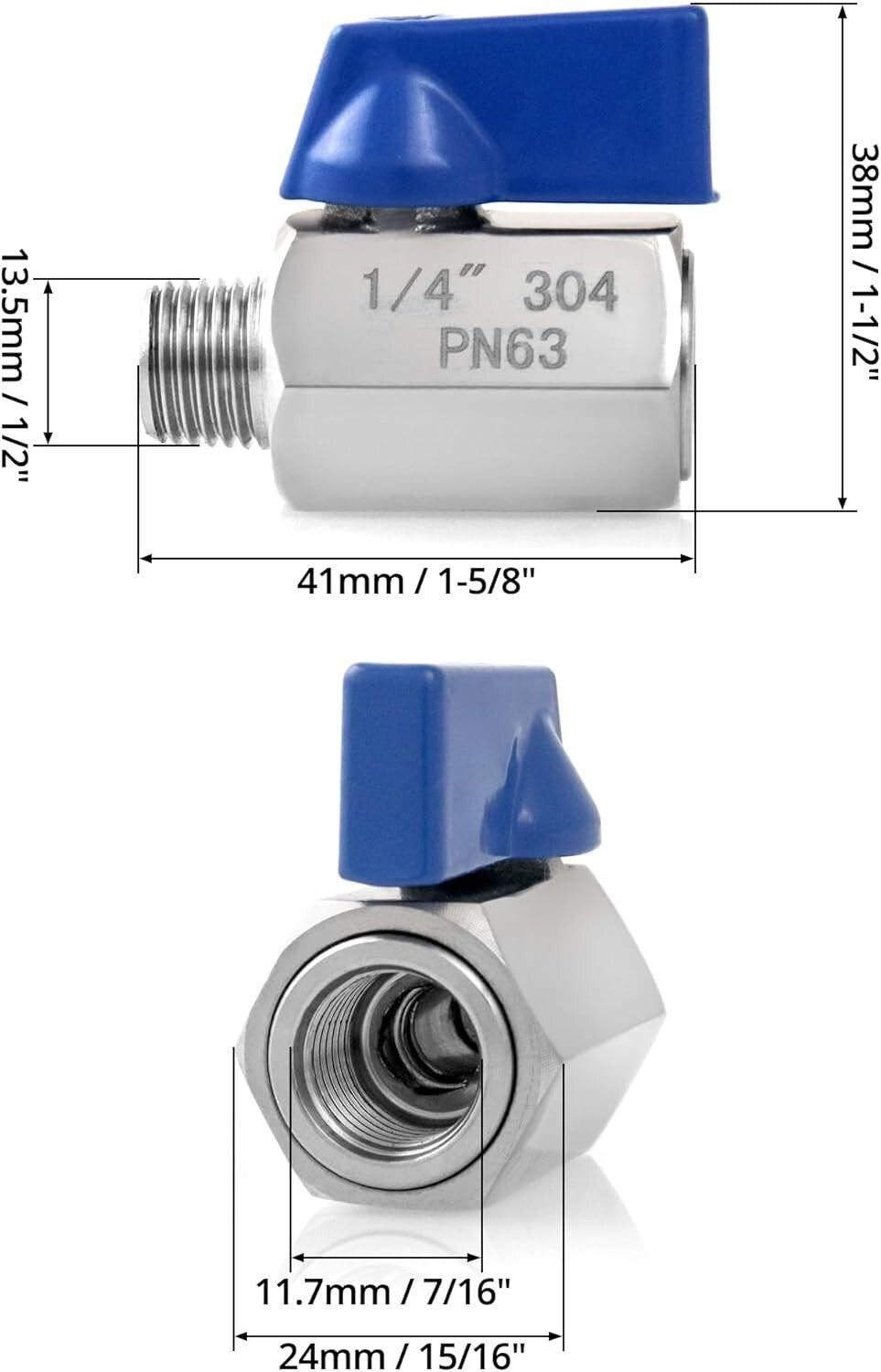 Durable 1/4" NPT Mini Ball Valve Pack - 10 Stainless Steel Shut-Off Valves
