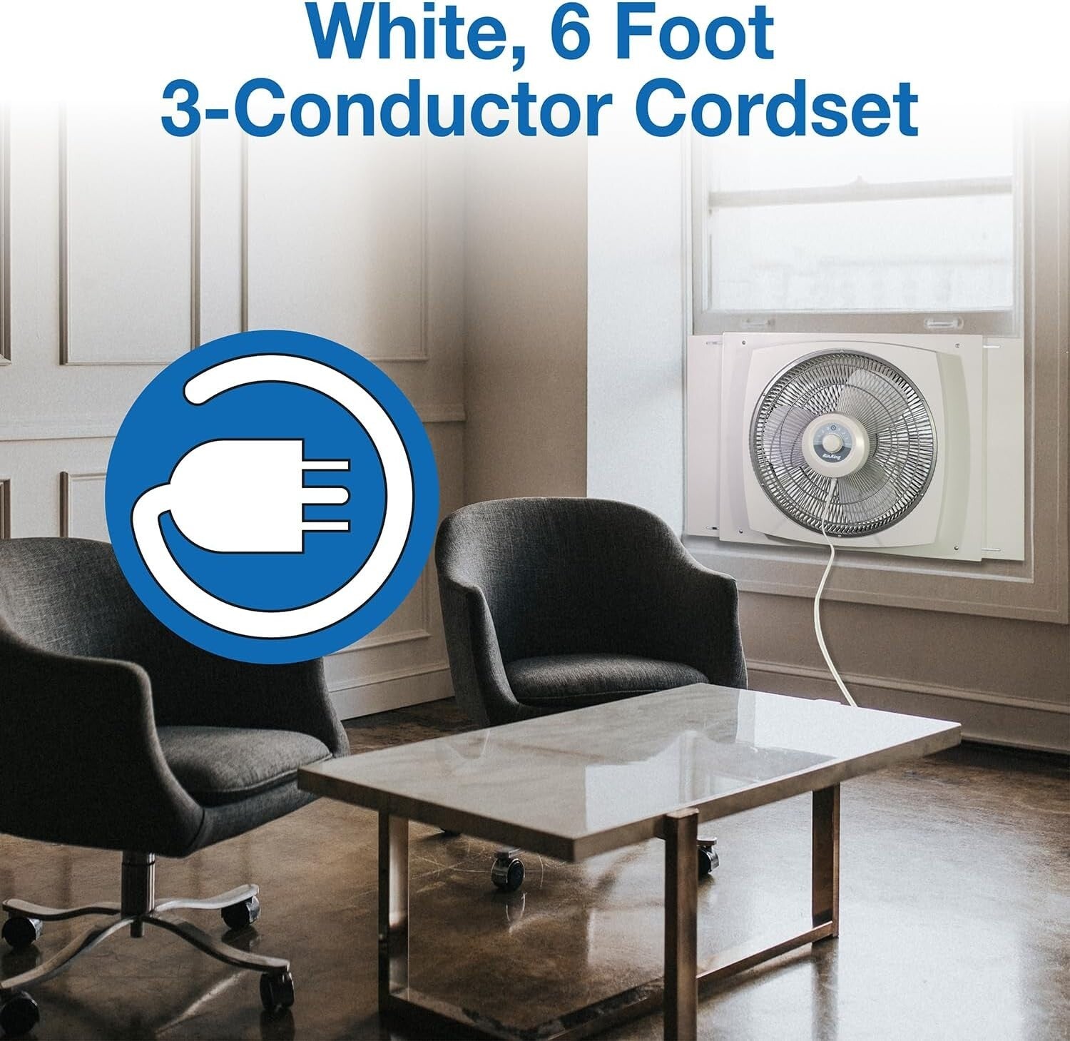 16-Inch White Window Fan - Efficient Air Circulation with 3 Speeds