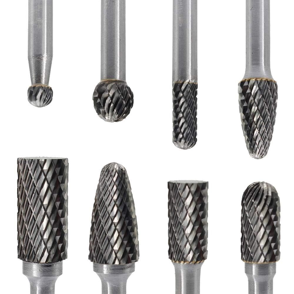 High-Quality Carbide Burrs Set - 8 Double Cut Tools for Woodworking & Metalwork