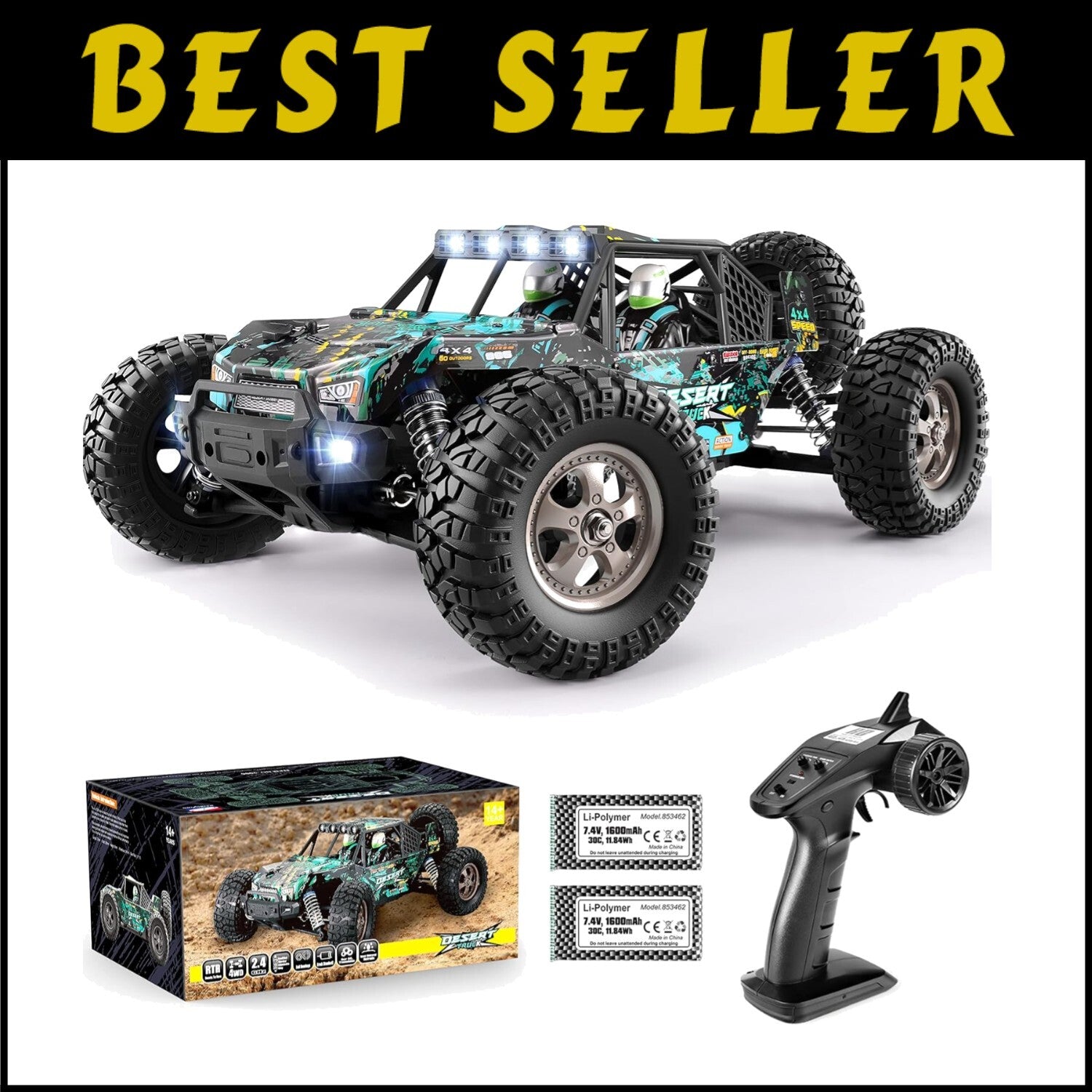 Splash-Proof 1:12 RC Truck - 42KM/H Speed with Dual Batteries for Long Play