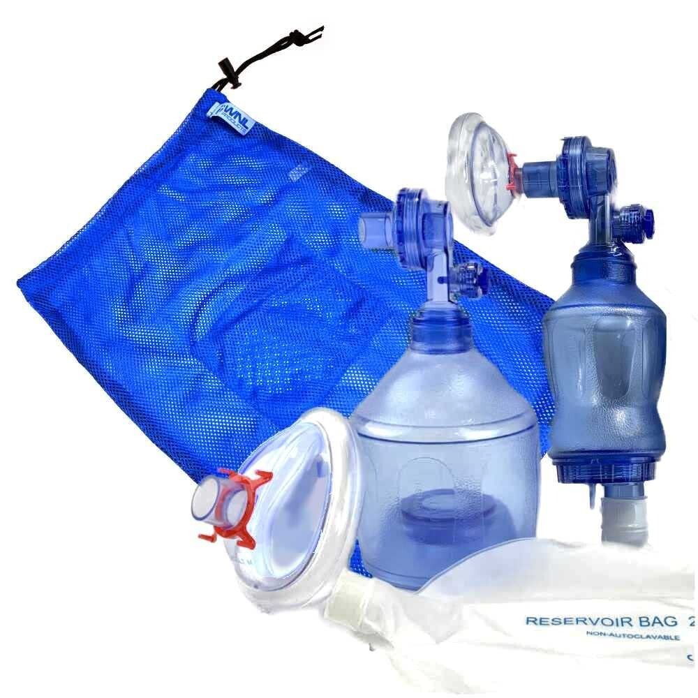 Portable CPR Training Bundle: Adult, Child, & Infant Masks with Reservoir Bag