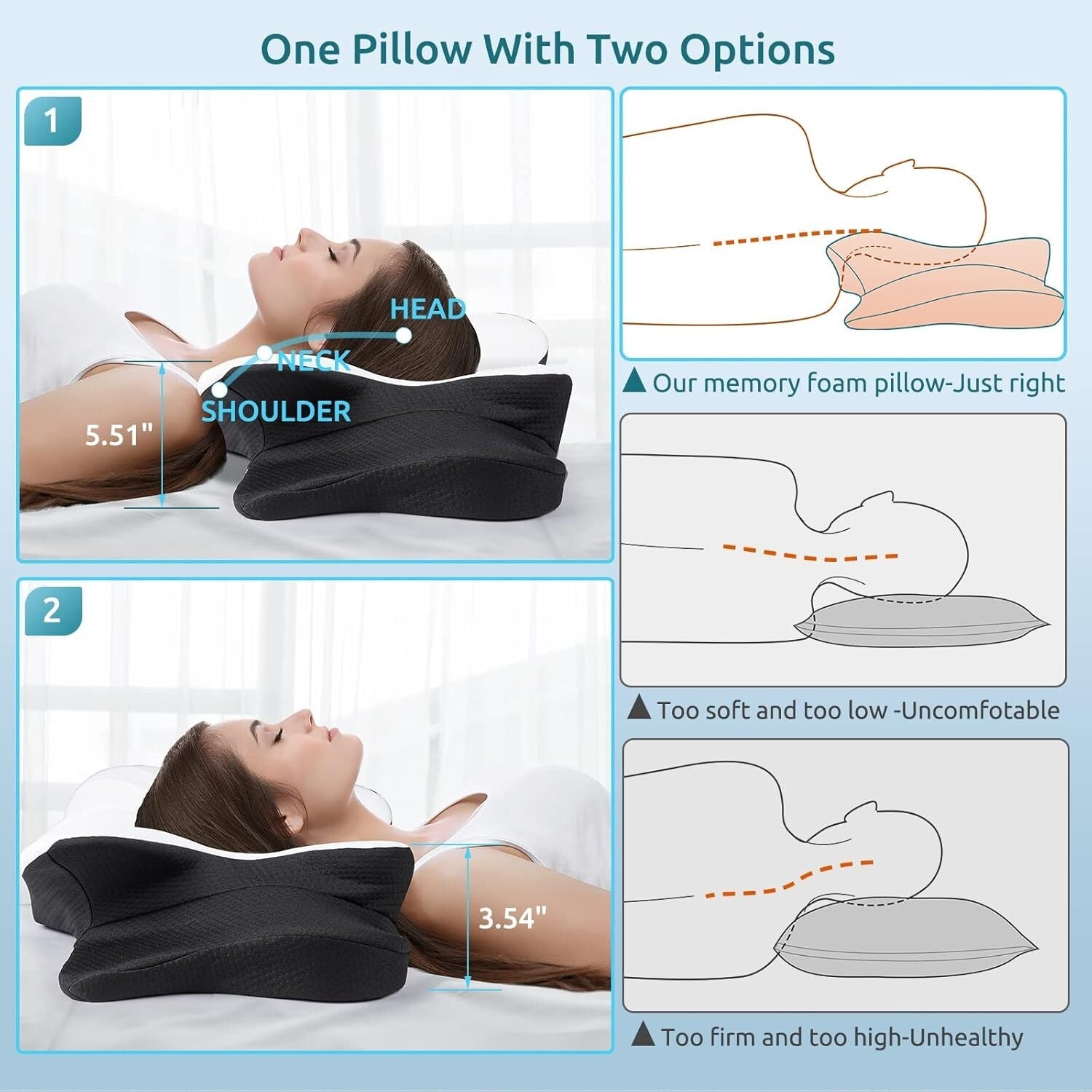 Cervical Memory Foam Pillow - Ergonomic Neck & Shoulder Support for All Sleepers