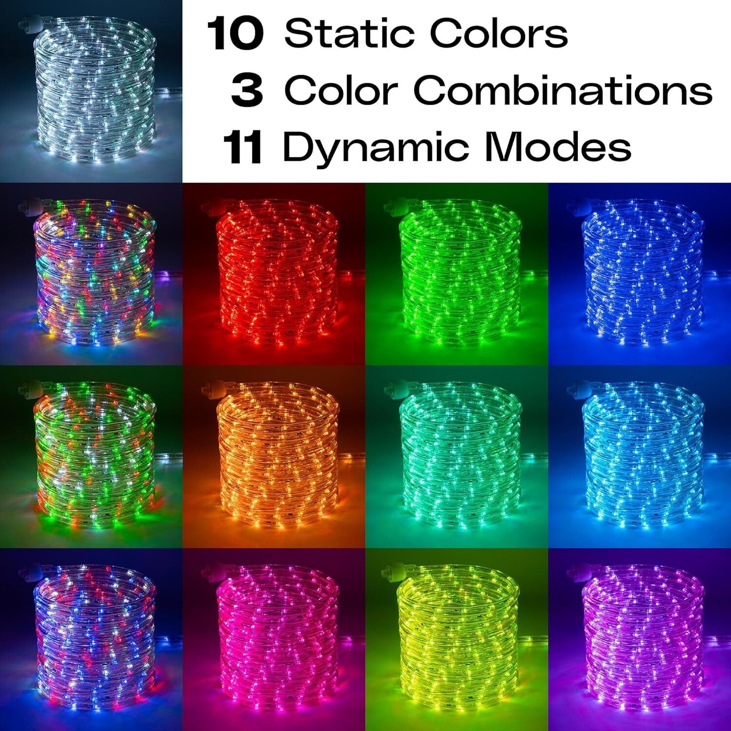 100ft Color Changing LED Rope Light with 1152 LEDs & Remote - Waterproof Flex...