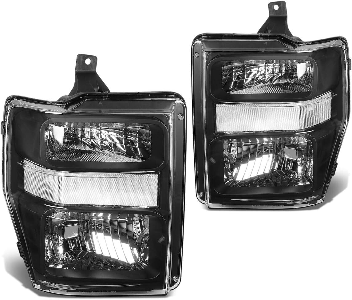 Direct Fit Black Clear Halogen Headlights for 2008-2010 Super Duty Trucks