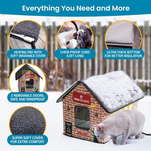Load image into Gallery viewer, Insulated Outdoor Cat Shelter with Heated Mat - Ideal for Colder Weather