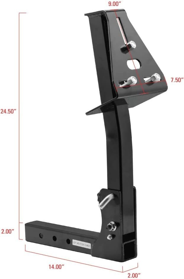 Heavy-Duty Caravan Spare Tire Carrier with Anti-Rattle System for 2" Receivers