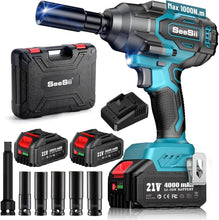 Load image into Gallery viewer, Heavy-Duty 1000 Nm Cordless Impact Wrench with Fast Charger &amp; Storage Case