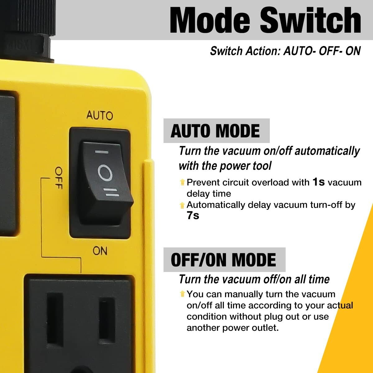 Durable Automatic Vacuum Switch for Woodworking Tools - 5 Ft Power Cord Included