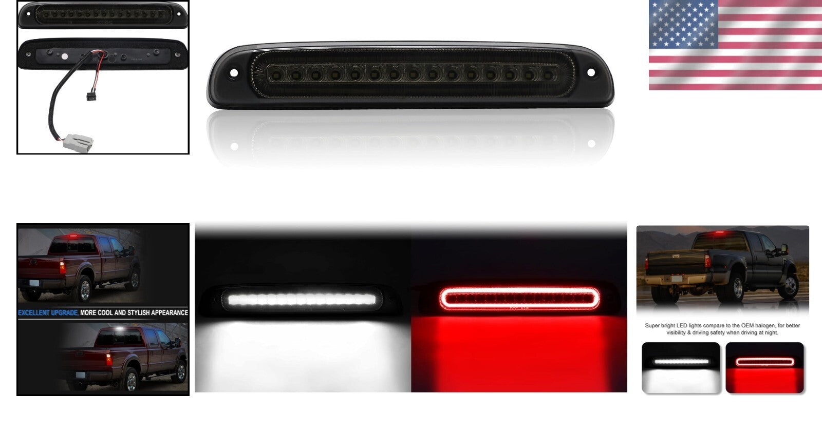Stylish Smoked Third Brake Light for Ford Super Duty with LED Illumination