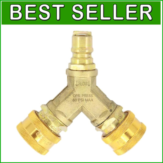 CSA Certified 3/8" Gas Quick Disconnect Y Splitter for Safe Dual Appliance Use