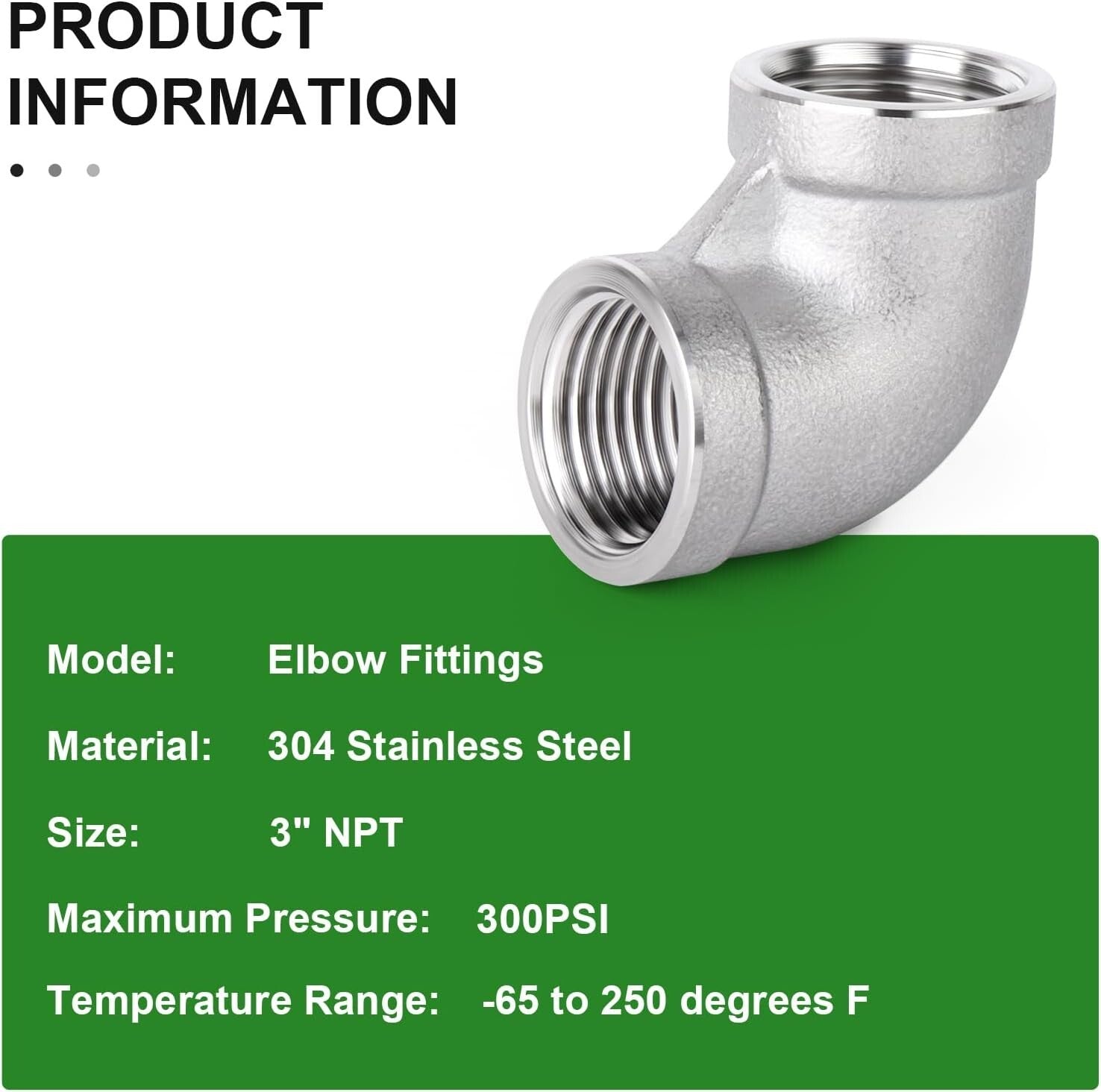 Durable 3" NPT Female 304 Stainless Steel Elbow – Industrial Pipe Connector