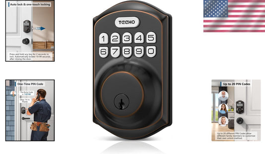 Smart Keyless Entry Deadbolt Lock with Keypad - Easy Install - Oil Rubbed Bronze