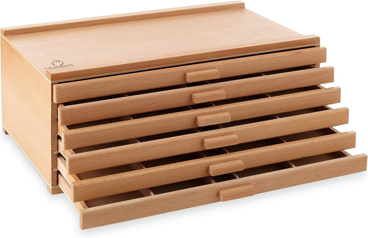 Elegant 6-Drawer Beech Wood Artist Supply Box - Perfect for Pencils & Brushes