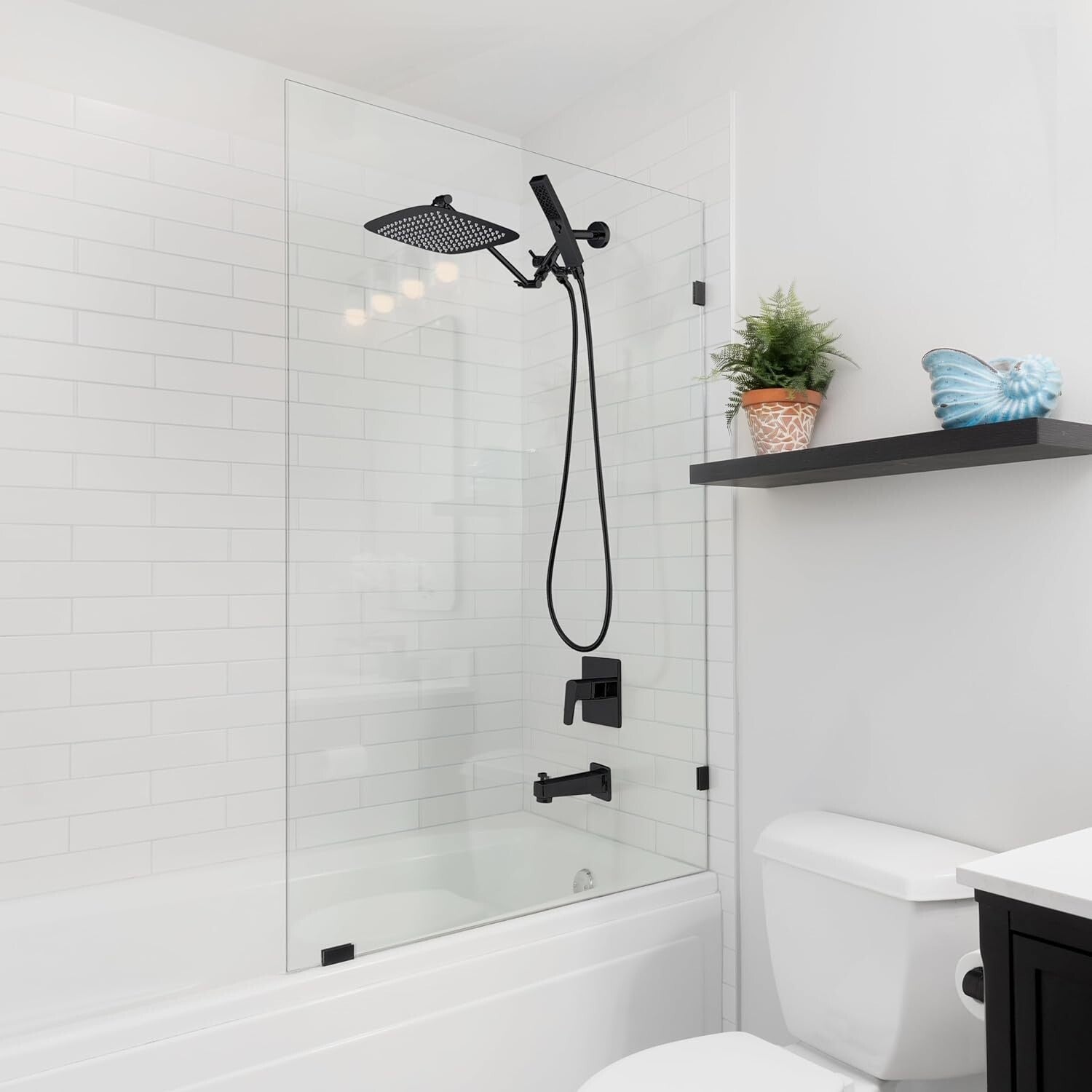 Modern 12-Inch Rain Shower Head Combo with Handheld Wand & Easy Install Features