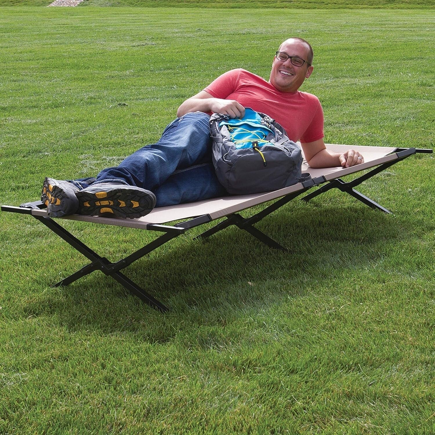 Folding Camping Cot for Adults - Supports Up to 300 lbs, Comfortable & Portable