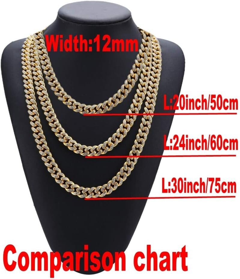 Shimmering 18K Gold Iced Cuban Link Chains for Stylish Men - Adjustable Lengths