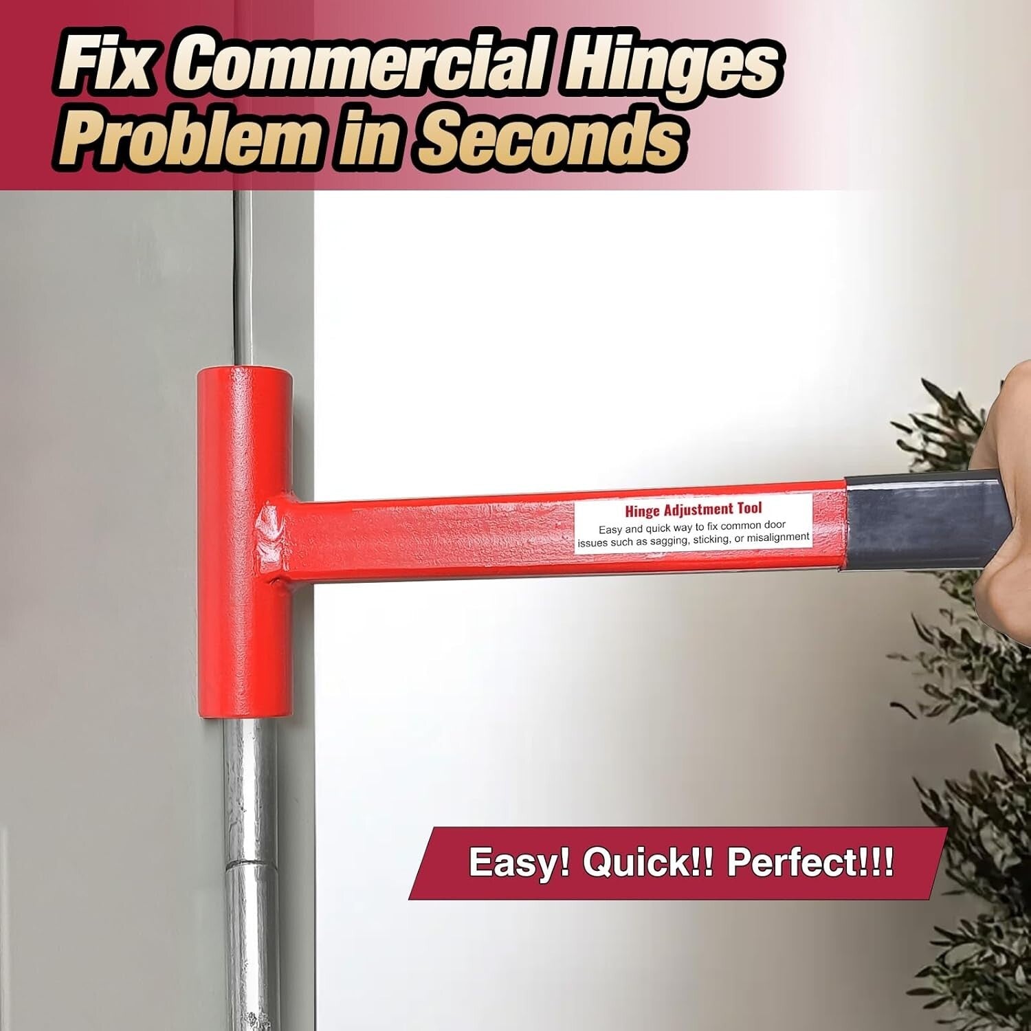 Powder-Coated Commercial Door Hinge Tool with Rubber Handle for Precision