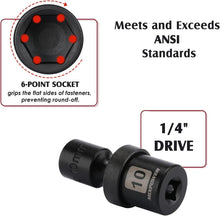 Load image into Gallery viewer, 12-Piece 1/4" Drive Metric Impact Socket Set - CR-MO Steel with Swivel Design
