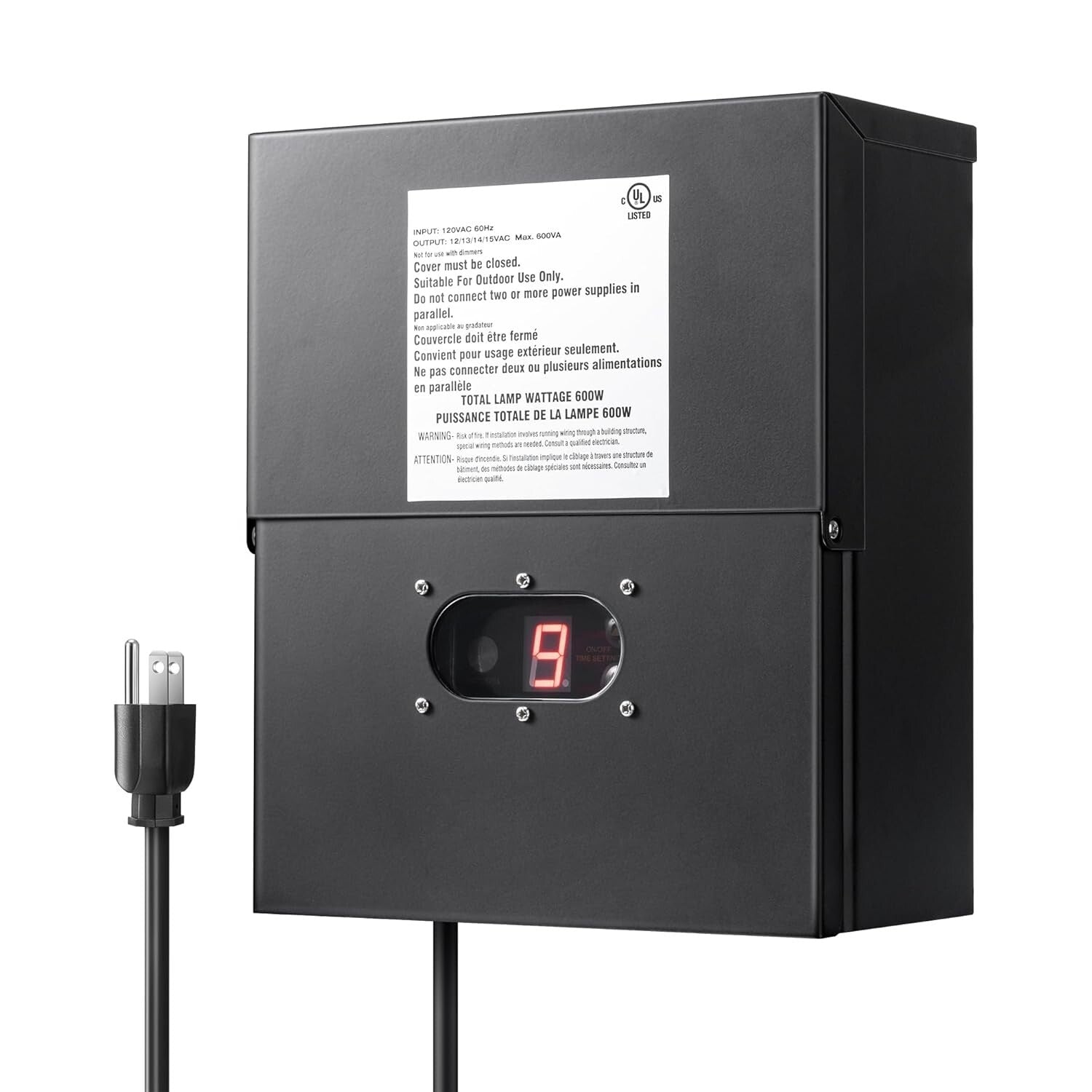 600W Wall-Mounted Landscape Transformer with Corrosion Resistance & Photo Sensor