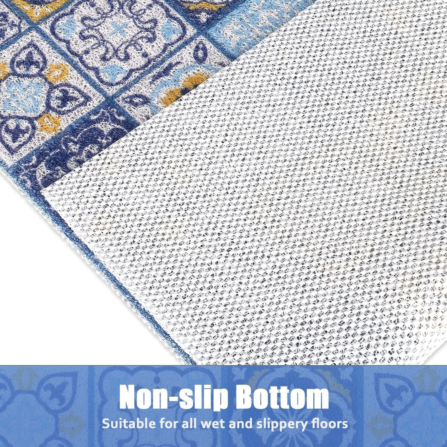 36x36 Non-Slip Shower Mat with Drainage Holes - Luxurious Moroccan Tile Design