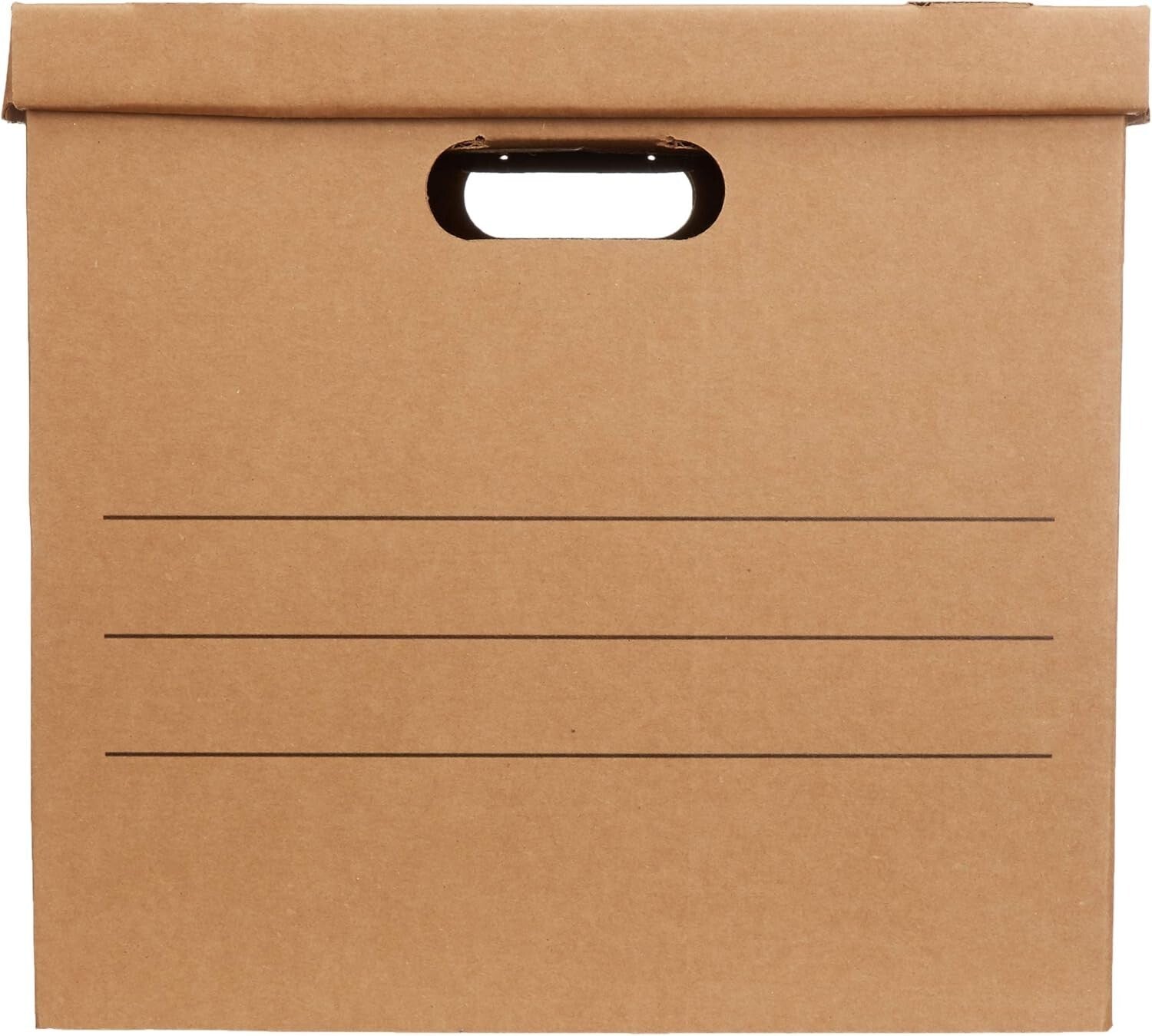 Versatile 20-Pack Cardboard Packing Boxes with Handles - Space-Saving Solution
