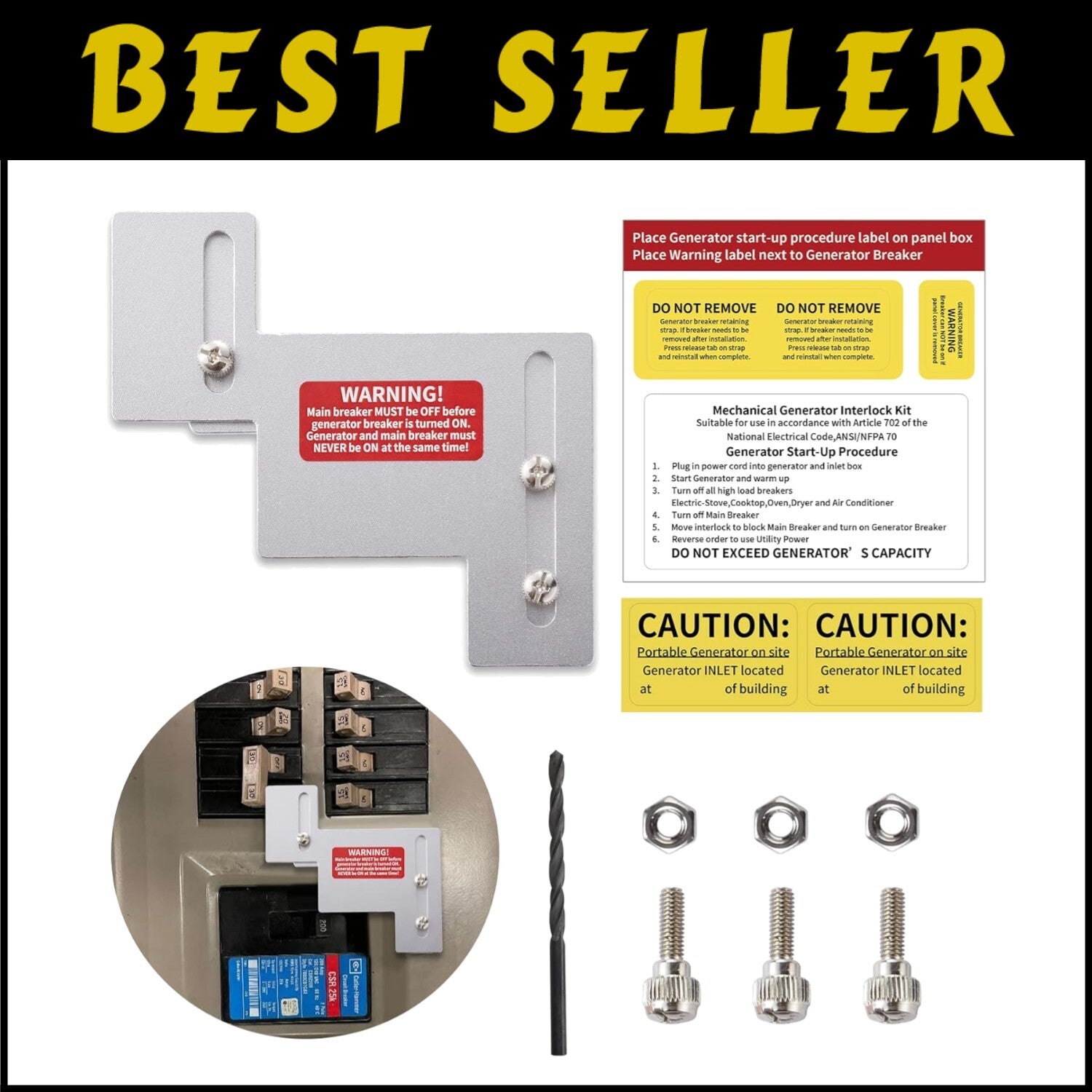 Eaton Cutler Hammer 200 Amp Generator Interlock Kit with Durable Aluminum Plates